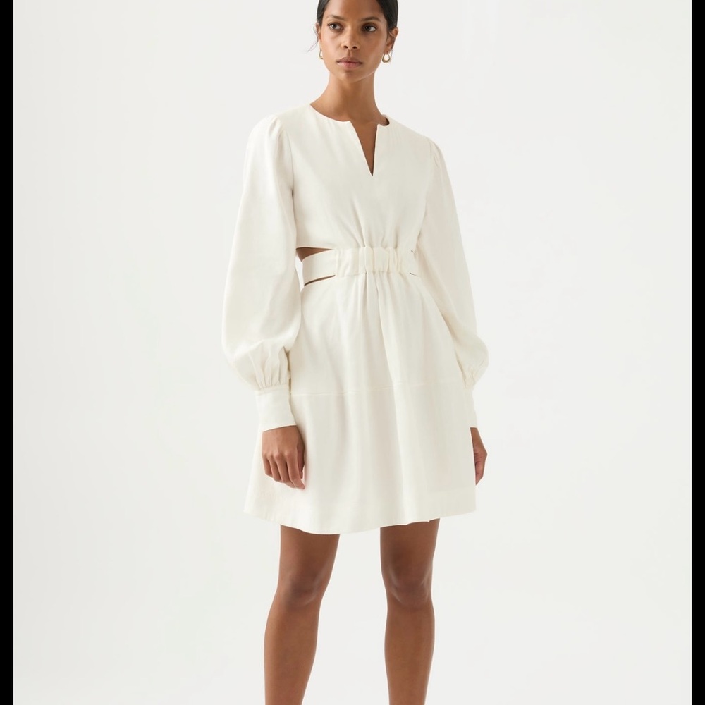Aje Cream Long Sleeve Cut-Out Dress